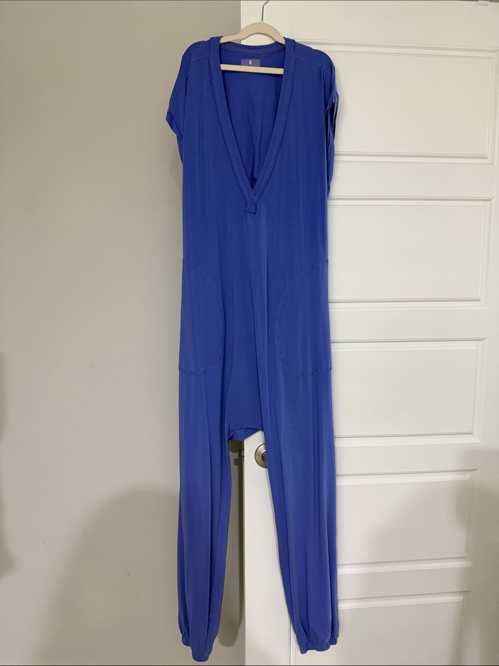 FP Movement by Free People Deep V Royal Blue Jumpsuit